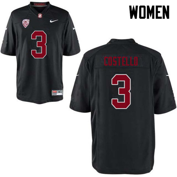 Women #3 K.J. Costello Stanford Cardinal College Football Jerseys Sale-Black